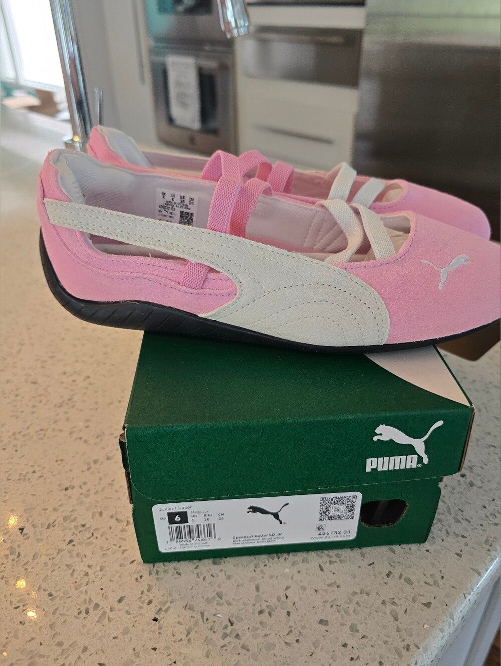 Puma Speed Ballet Flats- Pink White Suede - 38 - Picture 7 of 16